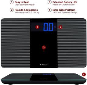 img 3 attached to 🚀 Escali EW180: Extra Wide Black Bathroom Scale with LCD Display, 400lb Capacity - Top-notch Accuracy for Home Health Monitoring