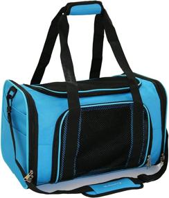 img 4 attached to 🐾 Mr. Peanut's Airline Approved Soft Sided Pet Carrier: Travel Tote with Padded Bedding and Wood Base, Ideal for Cats and Small Dogs - 17.5X11X11 Size with Seatbelt & Luggage Attachment
