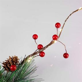 img 2 attached to 🎄 6ft Red Berry with Pine Cone Garland Lights + 12m Copper LED String - Indoor/Outdoor Christmas Tree Decorative Lights, Pine Cone Berries - Winter Holiday & New Year Décor