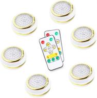 🔦 6 pack of puck lights with remote control, battery operated wireless led under cabinet lighting with dimmer, timing function, and touch control for closet, under counter, and stick on lights логотип