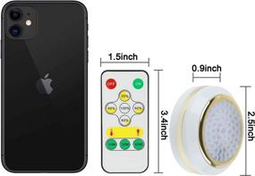 img 2 attached to 🔦 6 Pack of Puck Lights with Remote Control, Battery Operated Wireless LED Under Cabinet Lighting with Dimmer, Timing Function, and Touch Control for Closet, Under Counter, and Stick On Lights