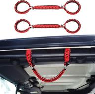 🚗 enhance your jeep wrangler's style and safety with hoolcar roll bar grab handles grip handle (red) for 2007-2020 jeep wrangler jk jku jl jlu jt logo