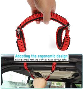 img 1 attached to 🚗 Enhance Your Jeep Wrangler's Style and Safety with Hoolcar Roll Bar Grab Handles Grip Handle (Red) for 2007-2020 Jeep Wrangler JK JKU JL JLU JT