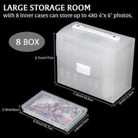 img 3 attached to 📦 480-Photo Extra Large Storage Box Set - Organizers with 8 Inner Cases, Clear Plastic Craft Keeper for 4"x6" Photos, Cards, Pens, Stickers & Stamps - Portable with Handle