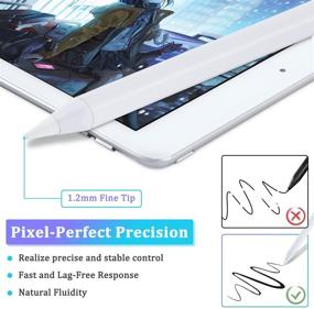 img 2 attached to 🖊️ Palm Rejection Stylus Pen for Apple iPad - No Lag, Magnetic Adsorption, Tilt Supported - Compatible with 2018 and later iPad 6th-8th, iPad Pro 11/12.9'', Mini 5th, and Air 3rd/4th Gen - Precise Drawing and Writing Experience