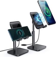 adjustable angle & height iphone wireless charging stand - lisen cell phone charger, fast 10/7.5w wireless charger for iphone 12/11/pro/max/x/xr/xs max, samsung galaxy s20/s10/s9/s8 logo