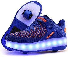 img 4 attached to Get Rolling in Style with Aikuass LED Light Up Wheeled Sneaker Shoes for Kids - USB Chargable!