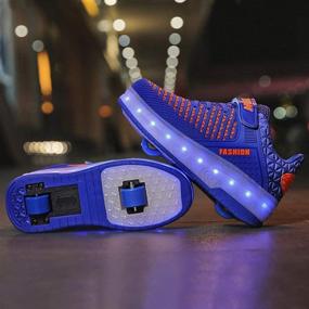 img 2 attached to Get Rolling in Style with Aikuass LED Light Up Wheeled Sneaker Shoes for Kids - USB Chargable!
