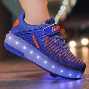 img 1 attached to Get Rolling in Style with Aikuass LED Light Up Wheeled Sneaker Shoes for Kids - USB Chargable!
