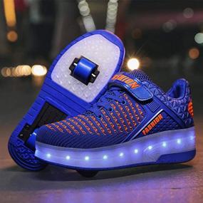 img 3 attached to Get Rolling in Style with Aikuass LED Light Up Wheeled Sneaker Shoes for Kids - USB Chargable!