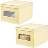 📦 mdesign soft fabric stackable closet storage organizer box 2 pack - light yellow/white logo