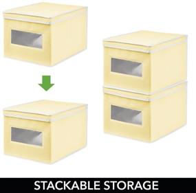 img 1 attached to 📦 mDesign Soft Fabric Stackable Closet Storage Organizer Box 2 Pack - Light Yellow/White