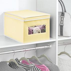 img 2 attached to 📦 mDesign Soft Fabric Stackable Closet Storage Organizer Box 2 Pack - Light Yellow/White