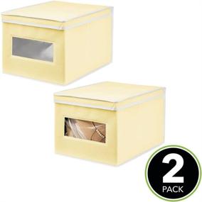 img 3 attached to 📦 mDesign Soft Fabric Stackable Closet Storage Organizer Box 2 Pack - Light Yellow/White