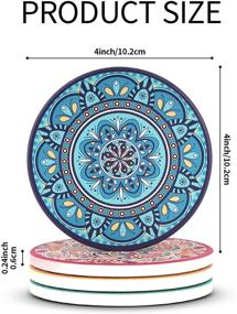 img 2 attached to 🌸 Set of 8 Absorbent Mandala Ceramic Coasters with Cork Base and Metal Holder - CHEFBEE Coasters Set Ideal for Wooden Table, Housewarming, Home Decor and Dining Room