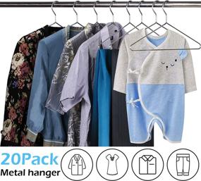 img 3 attached to 20-Pack Heavy Duty Stainless Steel Hangers by MISSLO for Closet, Coat, Clothing, Suit, Shirt - 16.4 Inch