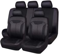 🚗 car pass montclair universal fit car seat covers - black with convenient headrest and seat belt openings logo