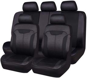 img 4 attached to 🚗 Car Pass Montclair Universal Fit Car Seat Covers - Black with Convenient Headrest and Seat Belt Openings