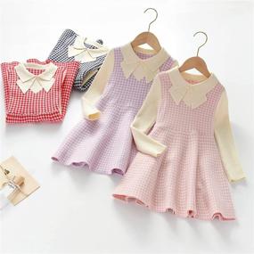 img 2 attached to 👗 Opocos Girls Knitted Sweater Dress - Adorable Long Sleeve Pullover Dresses