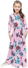 img 4 attached to 🌸 Stylish Floral Sleeve Casual Dress with Pockets for Girls - KYMIDY Clothing