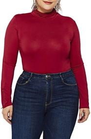 img 1 attached to Эластичные боди с высоким воротником Bodycon Bodysuit