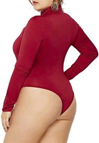 img 2 attached to Эластичные боди с высоким воротником Bodycon Bodysuit