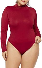 img 4 attached to Эластичные боди с высоким воротником Bodycon Bodysuit