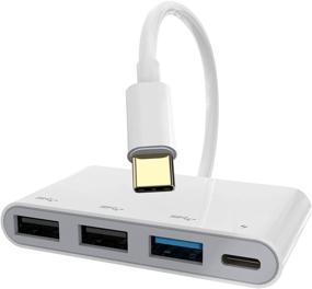 img 4 attached to MOSWAG 4in1 USB Hubs: 3-port USB with USB C PD 18W Charging, OTG Adapter, Type-C Splitter - Compatible with MacBook Pro, iMac, Chromebook, Dell XPS