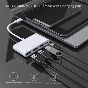 img 3 attached to MOSWAG 4in1 USB Hubs: 3-port USB with USB C PD 18W Charging, OTG Adapter, Type-C Splitter - Compatible with MacBook Pro, iMac, Chromebook, Dell XPS