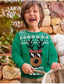 img 3 attached to Sweatshirt Christmas Pullover Reindeer Snowflake Boys' Clothing for Fashion Hoodies & Sweatshirts