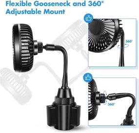 img 1 attached to 🌬️ Adjustable Gooseneck USB Car Fan with 3 Speeds | Powerful Single-Head Fan for Car, SUV, Truck, Boat, Golf Car | Cup Holder Mount for Better Cooling and Quieter Operation