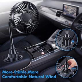 img 3 attached to 🌬️ Adjustable Gooseneck USB Car Fan with 3 Speeds | Powerful Single-Head Fan for Car, SUV, Truck, Boat, Golf Car | Cup Holder Mount for Better Cooling and Quieter Operation