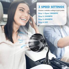 img 2 attached to 🌬️ Adjustable Gooseneck USB Car Fan with 3 Speeds | Powerful Single-Head Fan for Car, SUV, Truck, Boat, Golf Car | Cup Holder Mount for Better Cooling and Quieter Operation