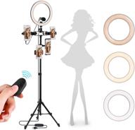 📸 enhanced 10-inch selfie ring light with 60-inch adjustable metallic feel tripod stand & 2 phone holders, dimmable led for live streaming, recording, tiktok - cell phone compatible logo