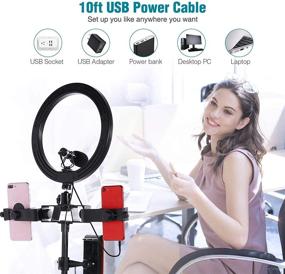 img 2 attached to 📸 Enhanced 10-inch Selfie Ring Light with 60-inch Adjustable Metallic Feel Tripod Stand & 2 Phone Holders, Dimmable LED for Live Streaming, Recording, TikTok - Cell Phone Compatible