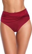 🩴 shekini women's high-waisted full coverage swim bottoms with twist front – stylish bikini bottoms for women logo