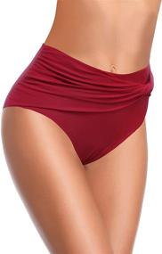 img 1 attached to 🩴 SHEKINI Women's High-Waisted Full Coverage Swim Bottoms with Twist Front – Stylish Bikini Bottoms for Women