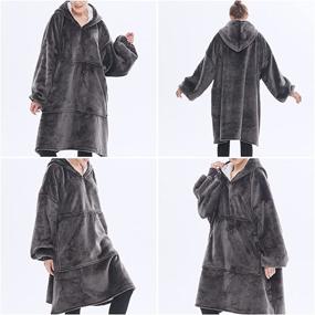 img 3 attached to 🧥 Tramobe Blanket Hoodie: Cozy Oversized Sherpa Sweatshirt with Giant Pocket and Sleeves for Women & Men