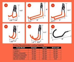 img 3 attached to 🔧 Heavy Duty G-Hooks - Wall Mount Steel Garage Hooks and Hangers for Tools, Bikes, Ladders, Bulky Items with Anti-Slip Coating
