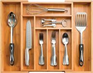 🗄️ bambüsi expandable kitchen drawer organizer: premium bamboo 8-slot utensil silverware dividers for clutter-free organization in flatware, knives, bedroom, bathroom, office logo