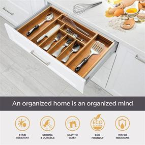 img 1 attached to 🗄️ Bambüsi Expandable Kitchen Drawer Organizer: Premium Bamboo 8-Slot Utensil Silverware Dividers for Clutter-Free Organization in Flatware, Knives, Bedroom, Bathroom, Office