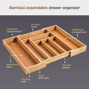 img 2 attached to 🗄️ Bambüsi Expandable Kitchen Drawer Organizer: Premium Bamboo 8-Slot Utensil Silverware Dividers for Clutter-Free Organization in Flatware, Knives, Bedroom, Bathroom, Office