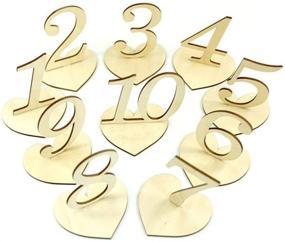 img 4 attached to 🔢 Nomija Wooden Table Numbers Set - 1 to 10 for Wedding/Party Reception Table Decor - With Holder Base