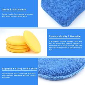 img 2 attached to Electop 13 Pcs Car Wax Applicator Kit – 5 inch Microfiber Pads for Enhanced 🚗 Waxing Experience. Blue Rectangle Microfiber Sponge Applicators with Yellow Soft Foam Waxing Pad and Grip Handle