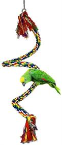 img 1 attached to 🐦 Bird Perches Cage Toys Set with Hanging Bell, Swing, and Chewing Toys - Wooden Ladder Hammock for Small & Medium Parrots, Cockatiels, Conures, Macaws, Finches (5-Piece)