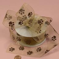 🐾 brown sheer paw prints ribbon: 1-1/2" x 25yd - perfect for pet lovers' crafts and decor! logo