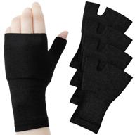 4 pieces unisex wrist thumb support sleeve fingerless wrist gloves compression arthritis gloves sports wrist support brace for fatigue sports typing (black logo