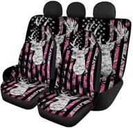 🚗 soft durable car seat covers accessories set of 4, full protection for auto front and rear seats, american flag pink camo deer print, universal fit logo