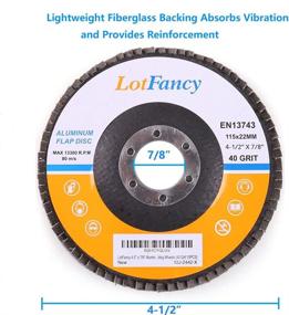 img 2 attached to 🔸 LotFancy 40 Grit Flap Discs, 4.5” x 7/8”, 10PCS Sanding Grinding Wheels - High-Performance Aluminum Oxide Abrasive, Type#27