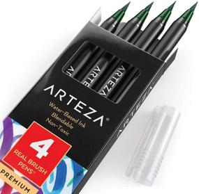 img 2 attached to 🎨 Arteza Real Brush Pens: A106 Pine Green 4-Pack - Ideal Watercolor Pens with Nylon Brush Tips for Dry-Brush Painting, Sketching, Coloring & Calligraphy - Top Art Supplies